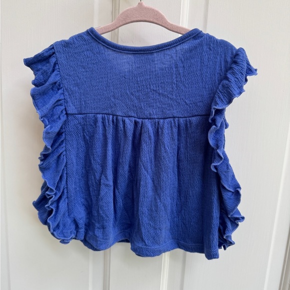 NWOT Wonder Nation 2T Girls Blue Embroidered Short Sleeve Blouse Ruffled Sleeves - Picture 5 of 5